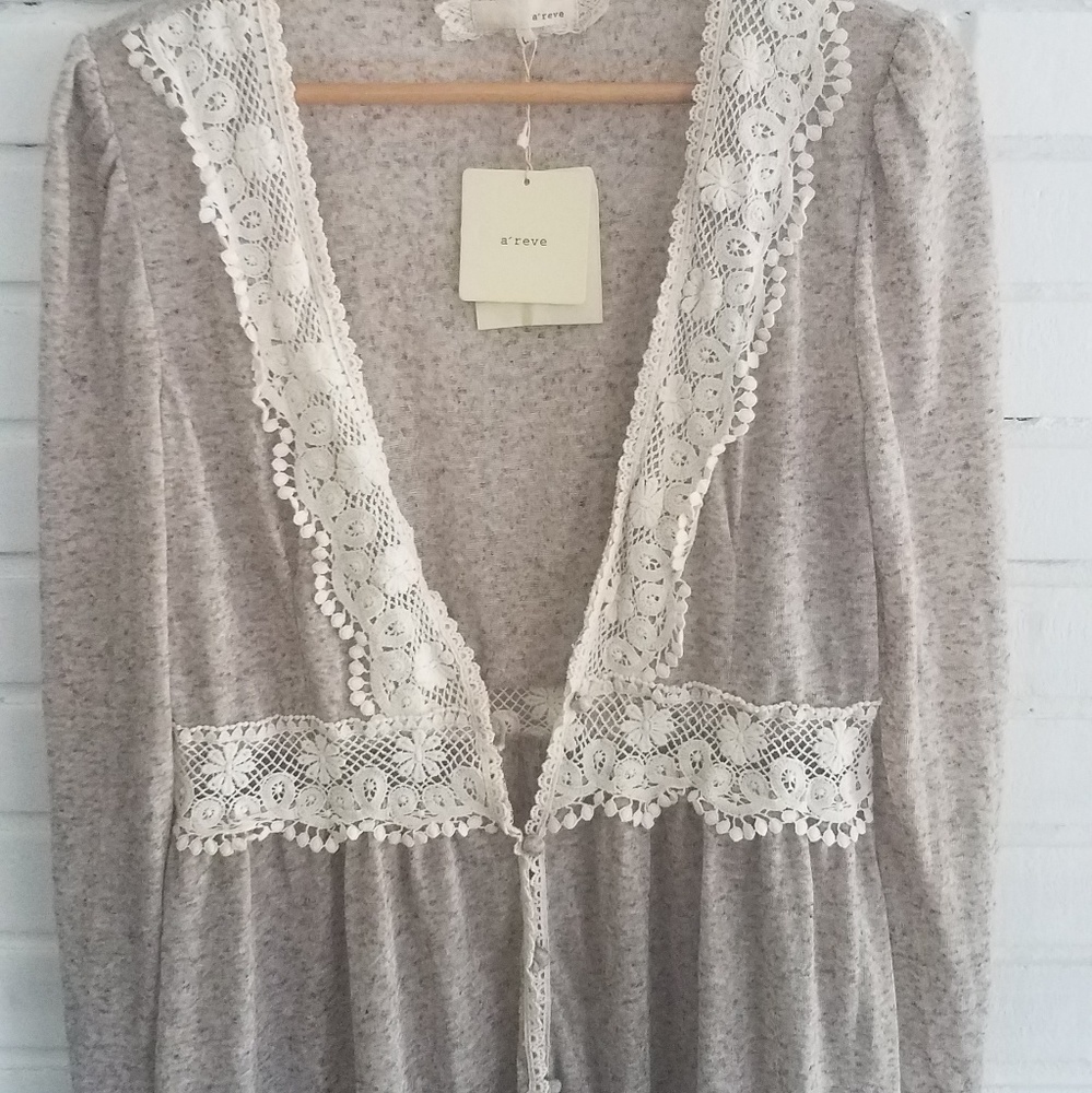 💥SALE💥A'REVE Women's Lace Trim Cardigan Sweater - Picture 3 of 5